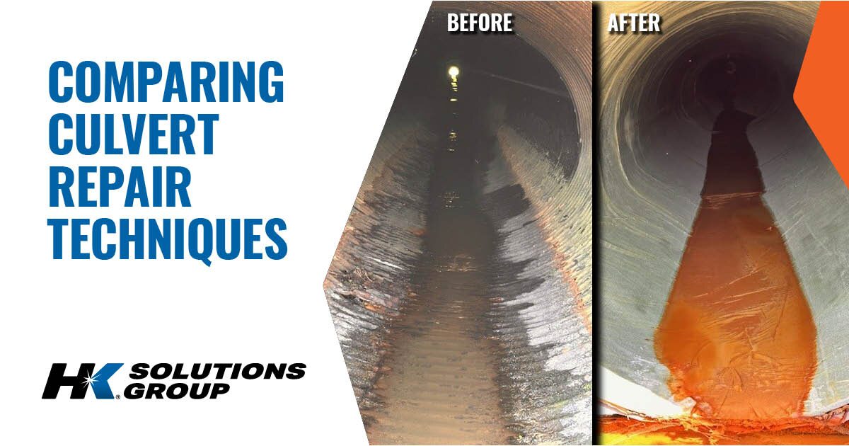 image showcasing culvert rehab before and after.