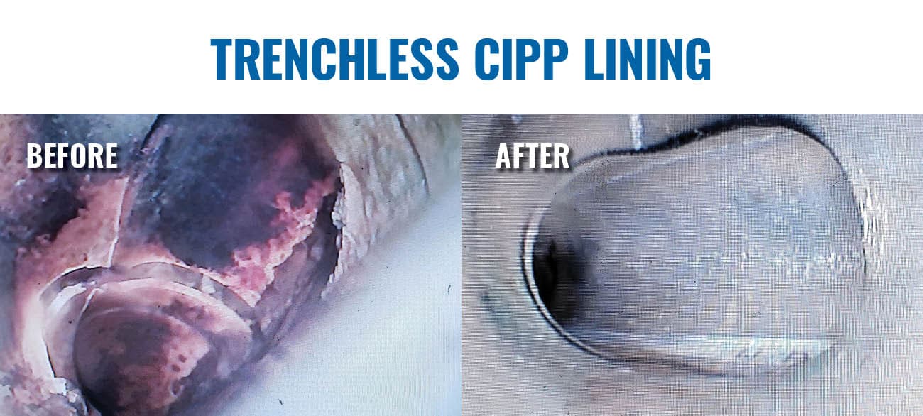 before and after cipp lining.