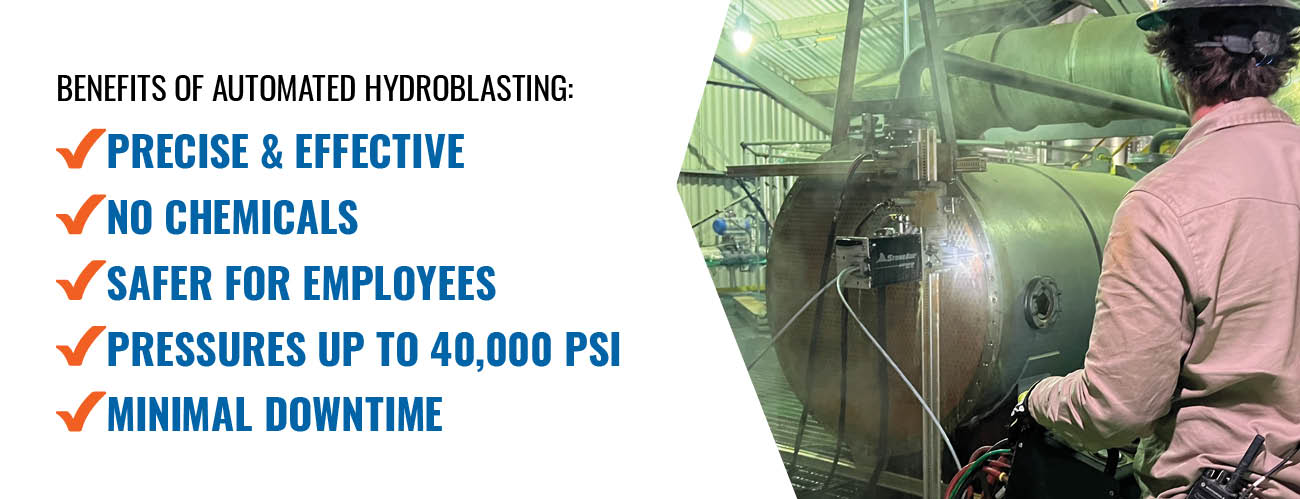 image showcasing the benefits of automated hydroblasting for industrial clientele.